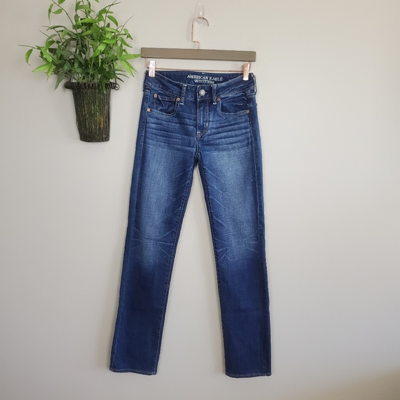 American Eagle Outfitters Denim - American Eagle Straight Leg Super Stretch Mid Rise Medium Wash Jeans 2